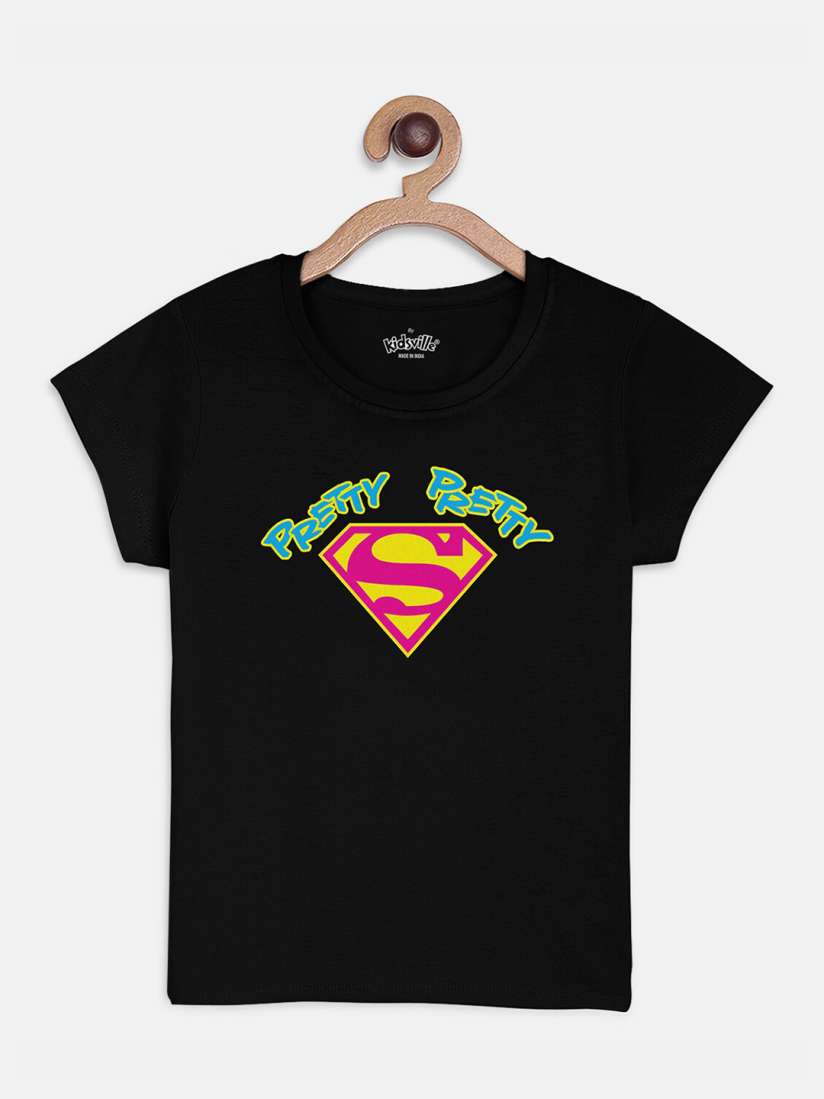 Superman t shirt for girls in black top