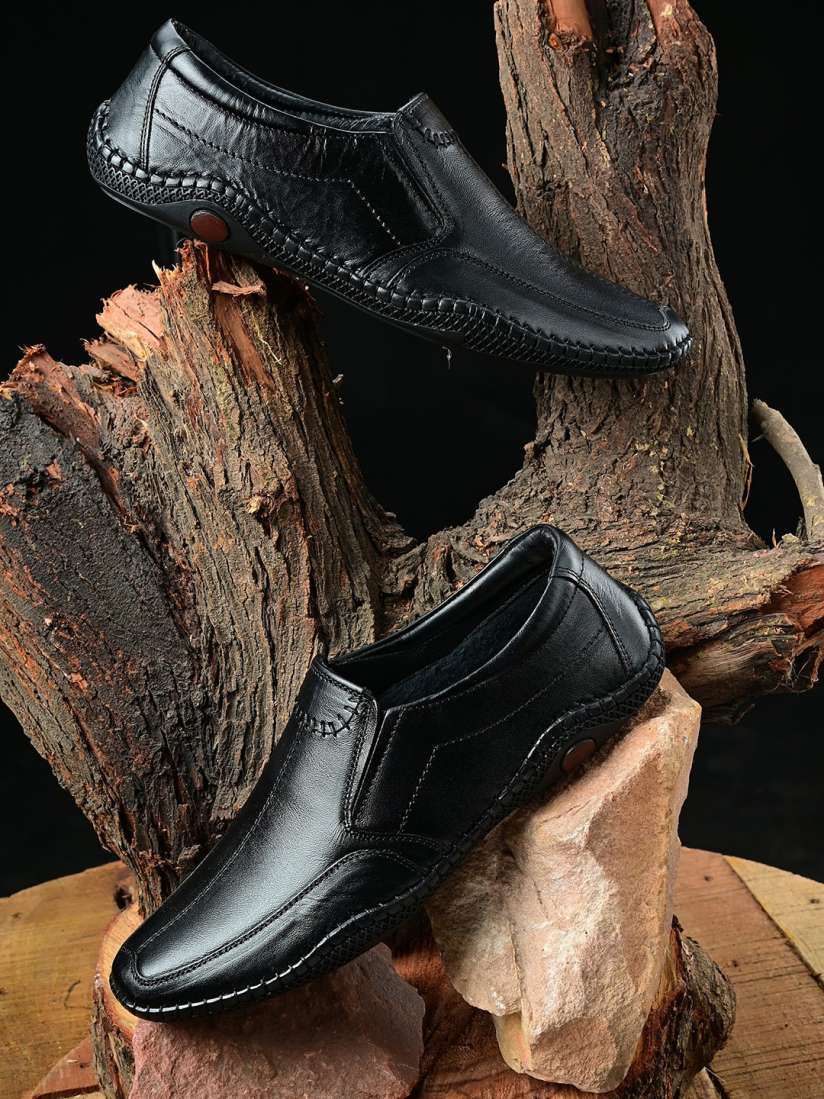 Buy Mactree Men Black Solid Leather Formal Slip On Shoes Formal Shoes for Men 15658106 Myntra