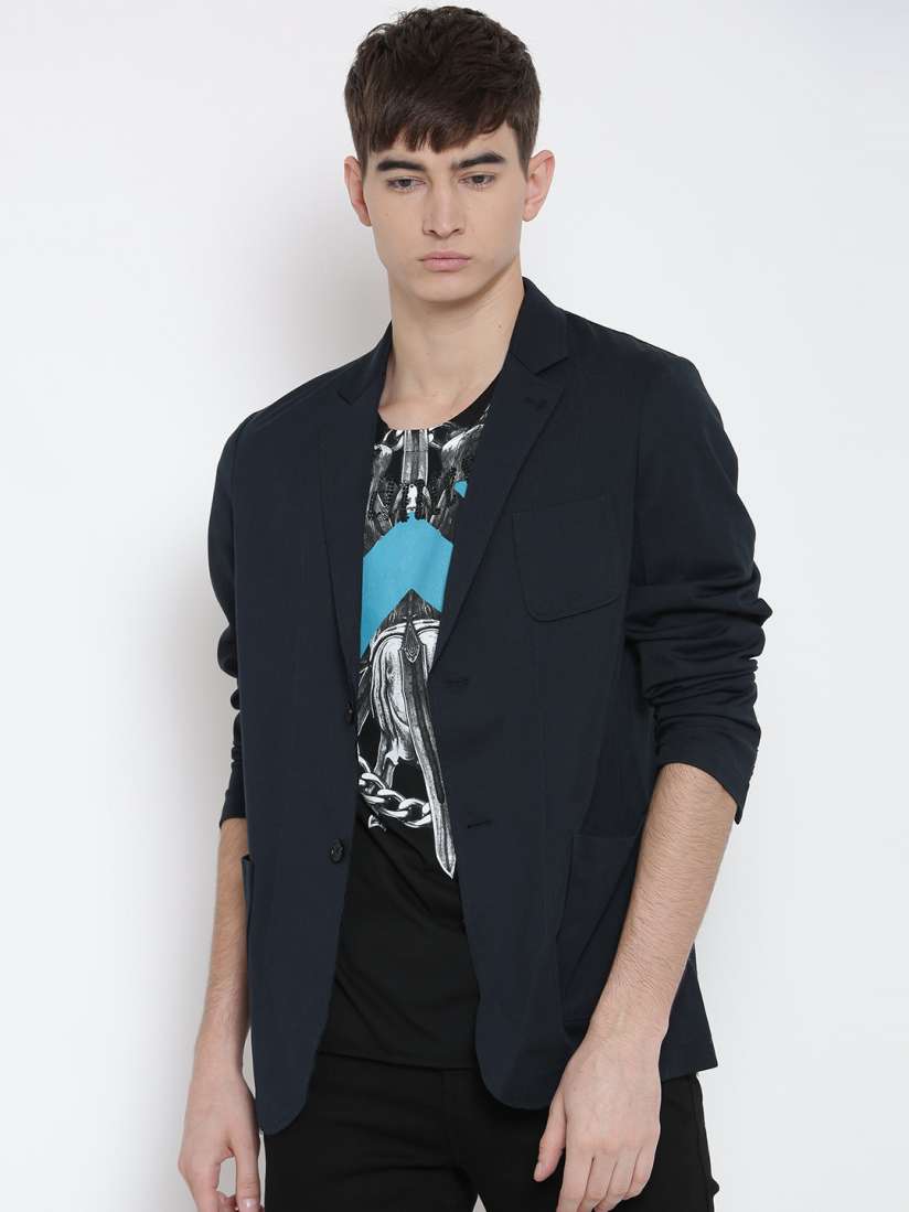 Buy Replay Navy Single Breasted Casual Blazer Blazers for Men 1565959 Myntra