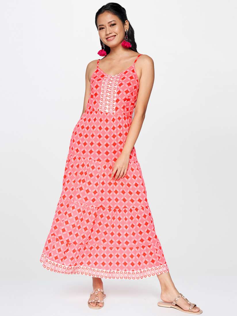Buy Global Desi Women Pink Red Printed Maxi Dress Ethnic Dresses for Women 15669888 Myntra