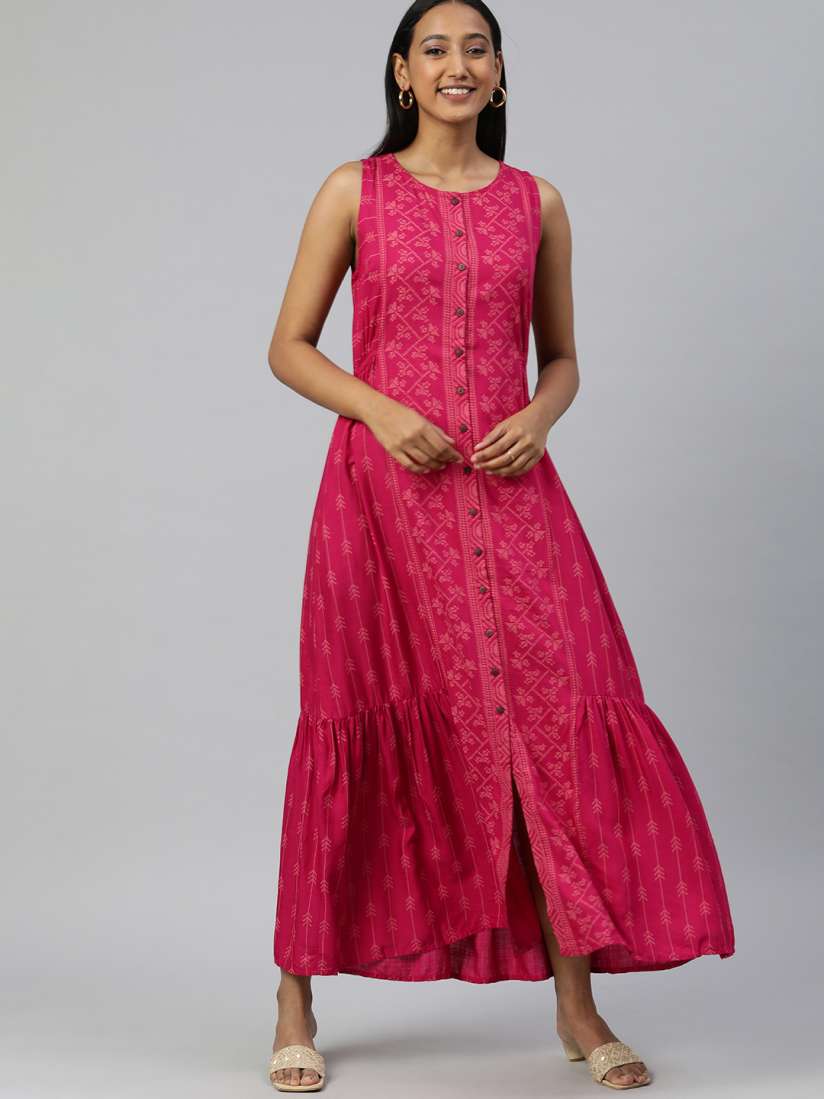 Buy Global Desi Pink Maxi Dress Ethnic Dresses for Women 15669900 Myntra