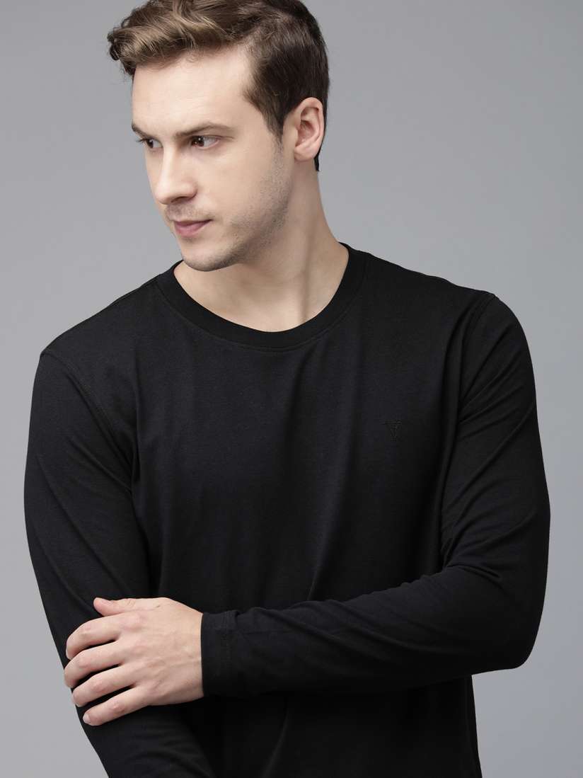 Buy Van Heusen Men Solid Crew Neck Full Sleeve T Shirt Lounge Tshirts for Men 15672232 Myntra
