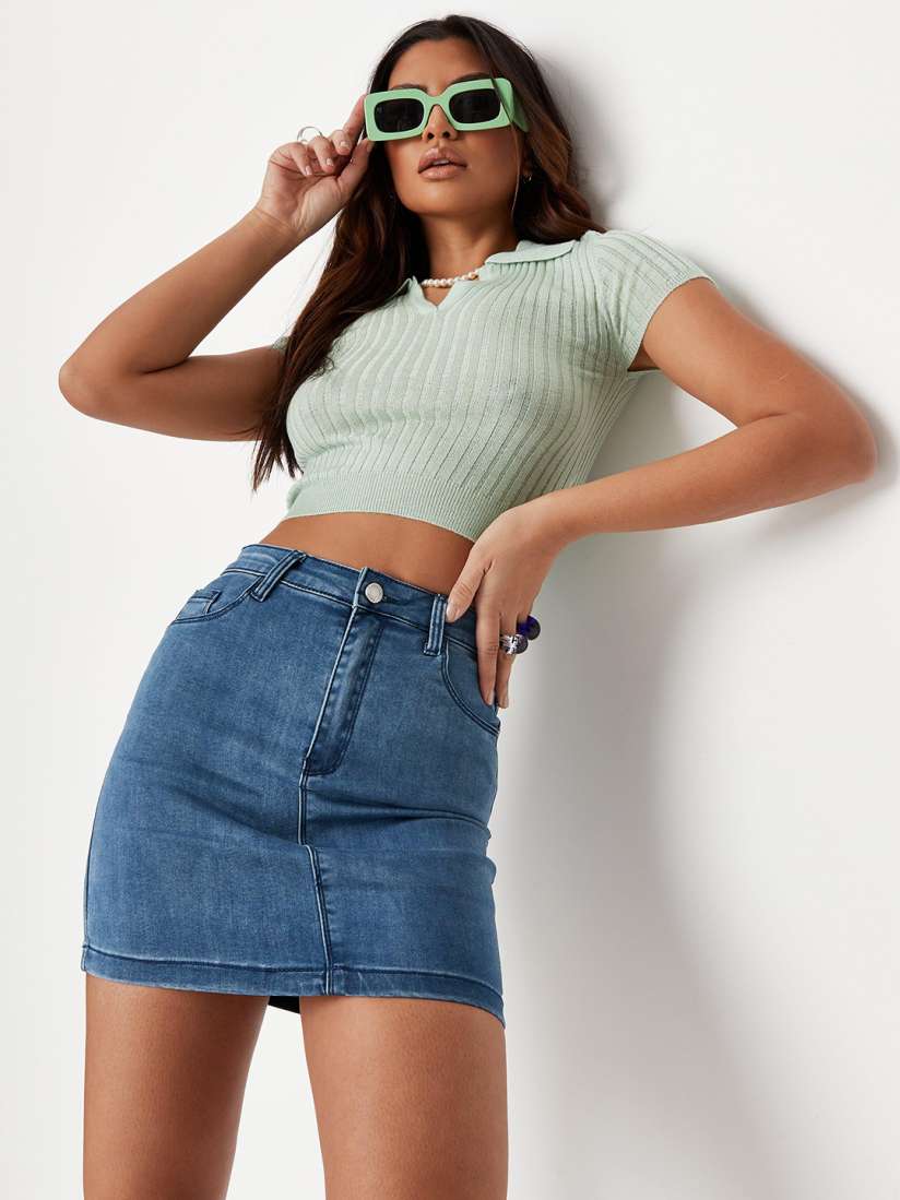 Buy Missguided Women Blue Solid Mini Straight Denim Skirt Skirts for Women 15672964 Myntra