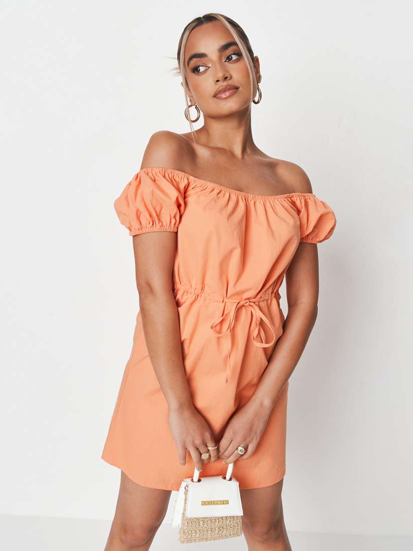 Buy Missguided Peach Coloured Pure Cotton Solid Off Shoulder Mini Sheath Dress Dresses for Women 15672988 Myntra