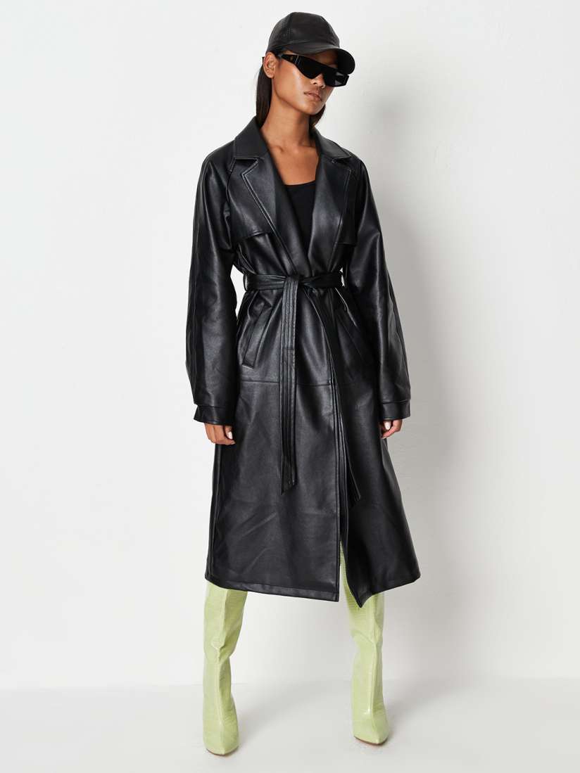 Buy Missguided Women Black Solid Longline Trench Coat with Belt Coats for Women 15673532 Myntra