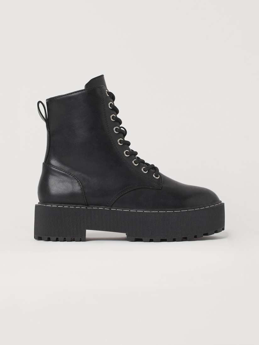 Buy H M Women Black Solid Chunky Combat Boots Boots for Women 15674090 Myntra