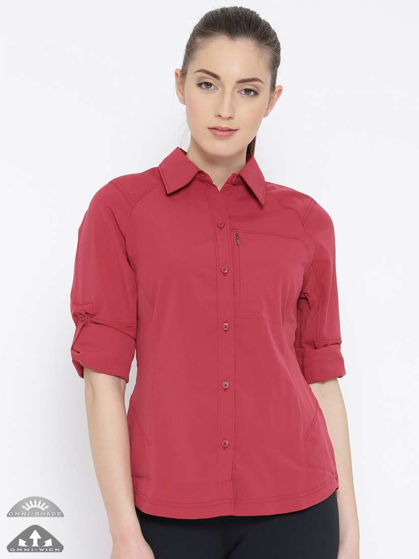 Buy Columbia Women Red Silver Ridge Solid Hiking Shirt Shirts for Women 1567788 Myntra
