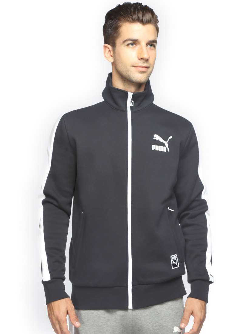 Buy Puma Men Black Solid Sporty T7 Track Jacket Jackets for Men 1568365 Myntra