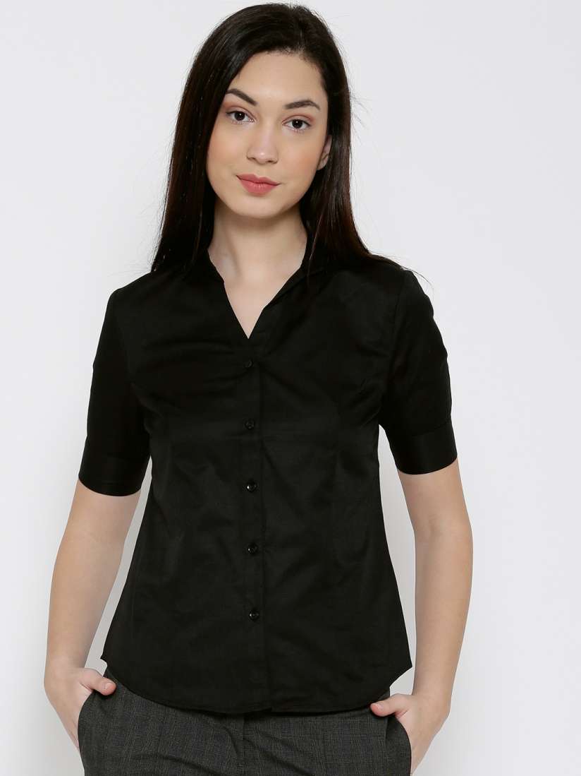 Buy Wills Lifestyle Women Black Solid Formal Shirt Shirts for Women 1568752 Myntra