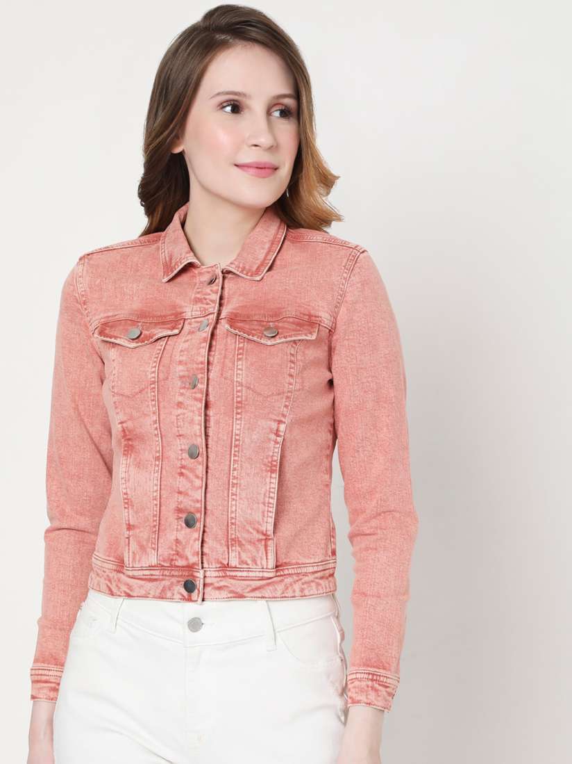 Buy Vero Moda Women Pink Washed Denim Jacket Jackets for Women 15687722 Myntra