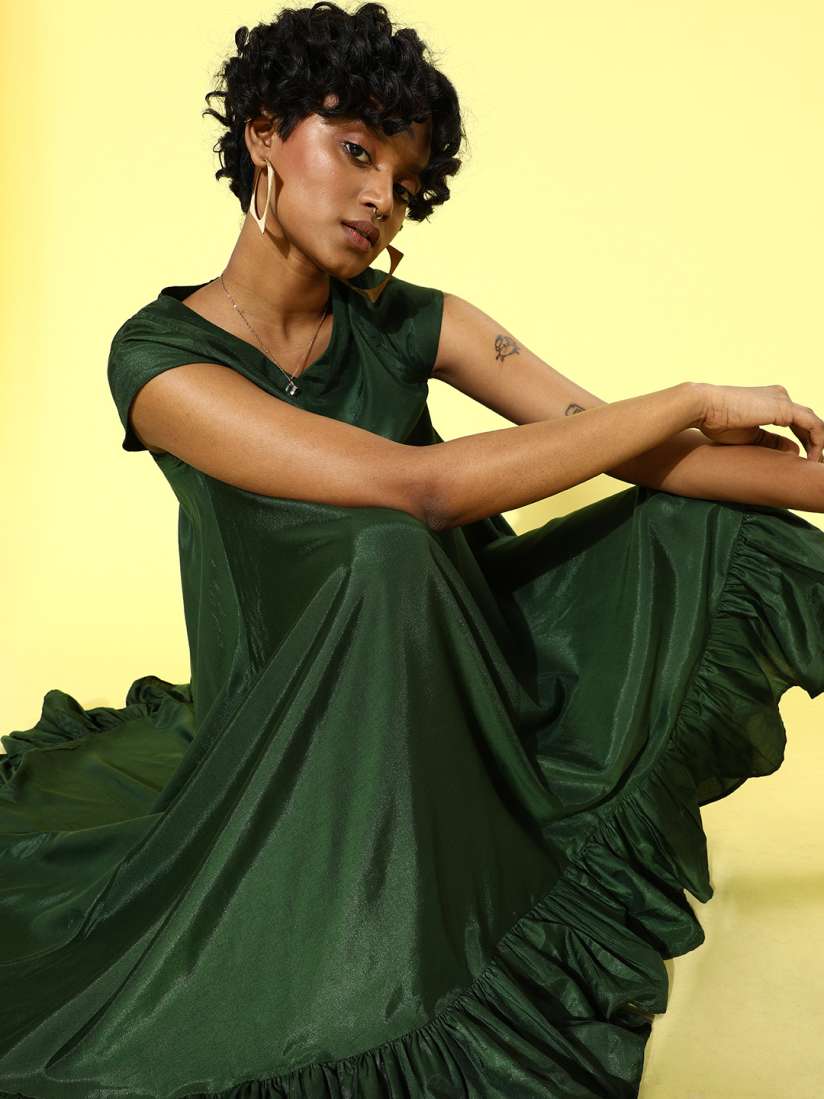 Buy QUIERO Women Gorgeous Green Solid Trapeze Dress Dresses for Women 15691038 Myntra