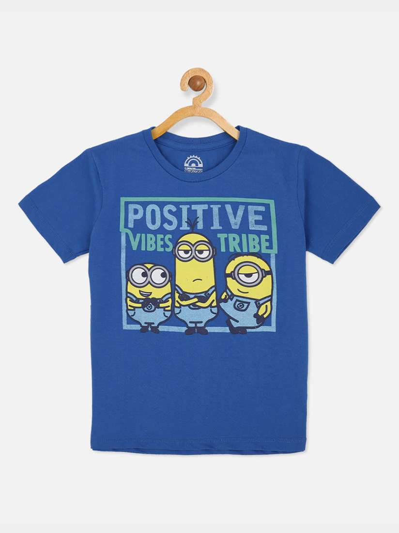 Buy Kids Ville Boys Blue Minions Featured Round Neck Tshirt Tshirts for Boys 15691392 Myntra