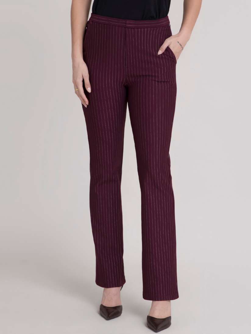 Formal striped trousers womens on sale