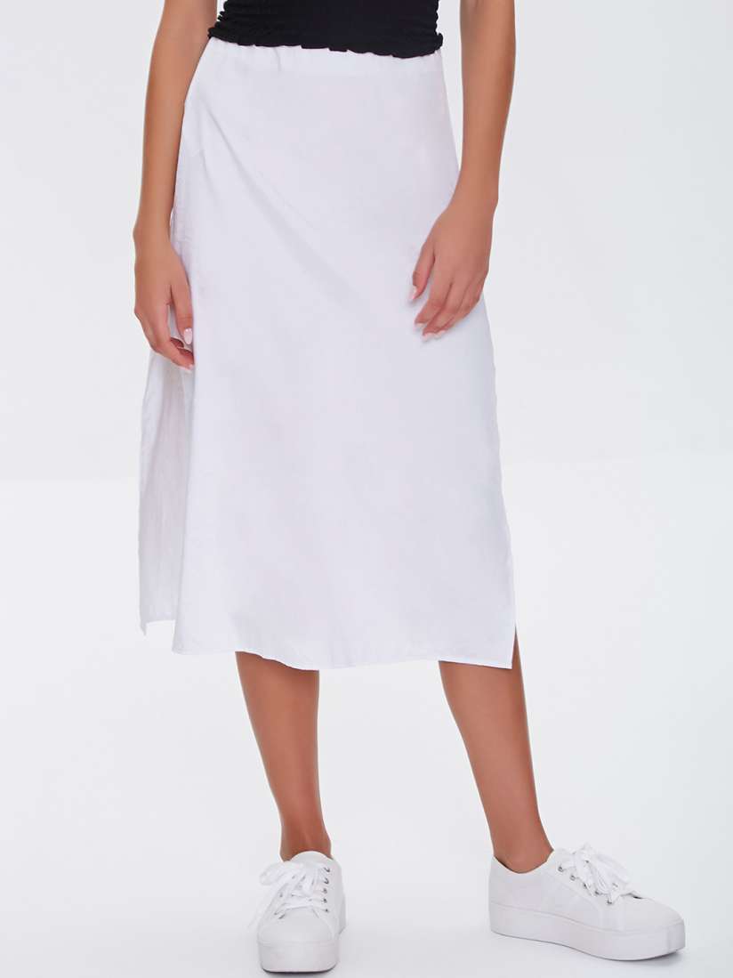 Buy FOREVER 21 Women White Solid A Line Midi Skirt Skirts for Women 15697894 Myntra