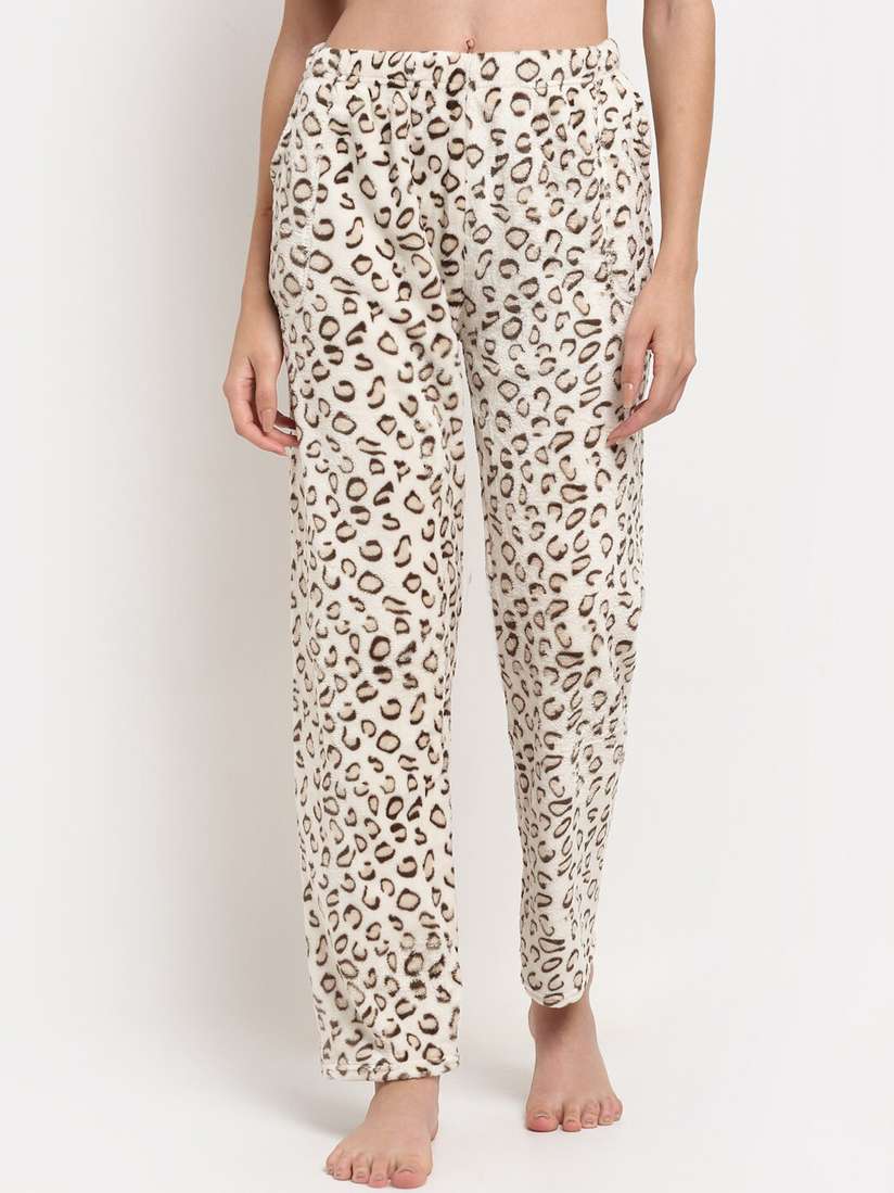 Buy TAG Women Beige Brown Printed Straight Lounge Pants
