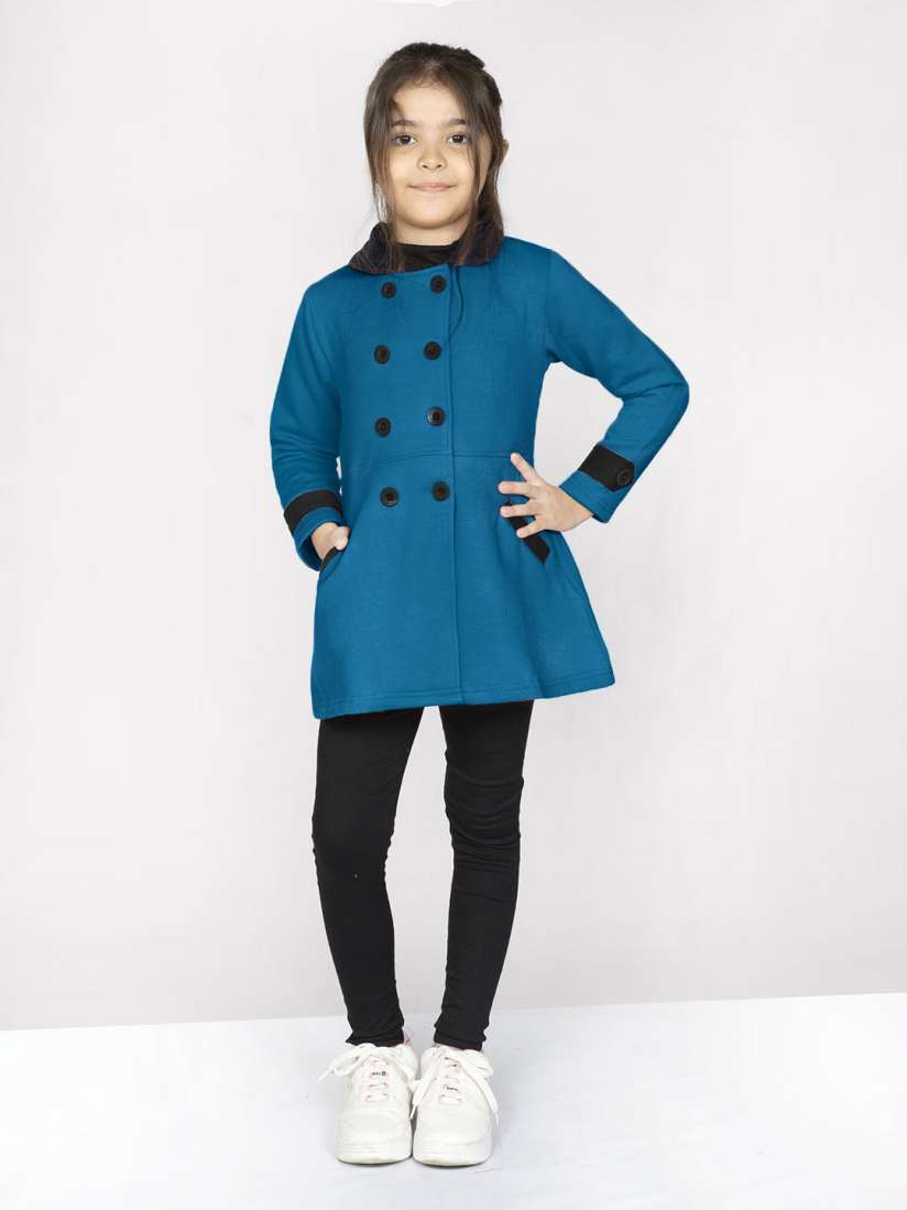 Buy Naughty Ninos Girls Teal Blue Solid Pea Coat Coats for Girls 15701150 Myntra