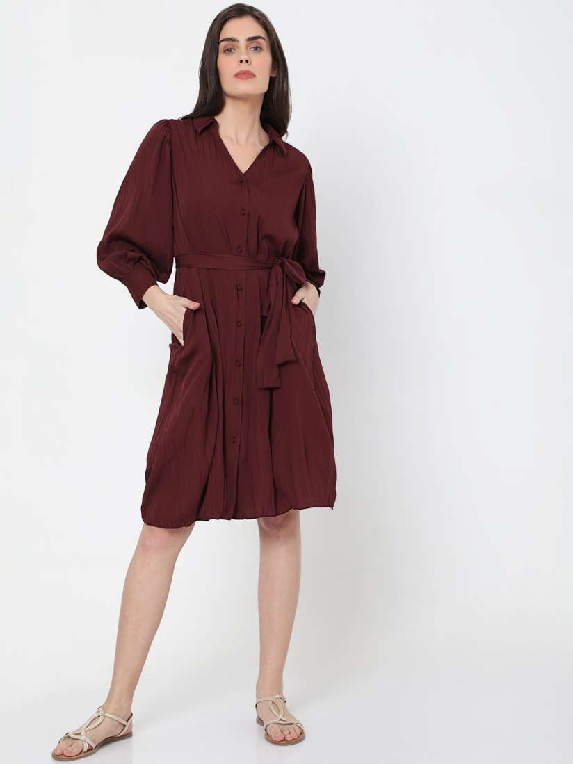 Vero moda maroon dress new arrivals
