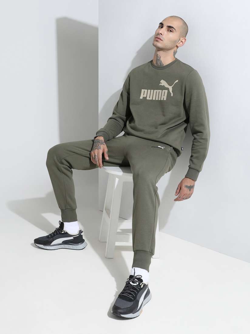 Buy Puma Men Olive Green Essential 2 Colour Big Logo Pants Track Pants for Men 15713886 Myntra