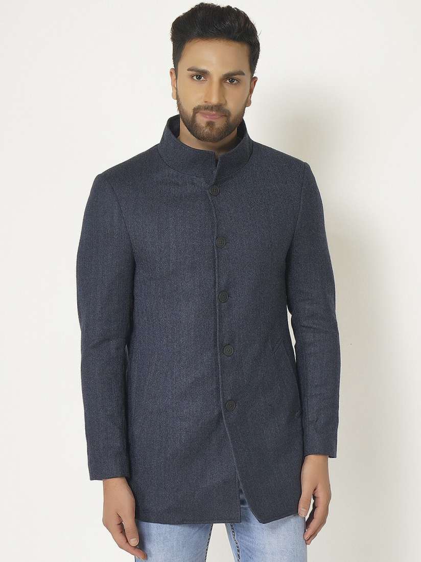 Buy Blackberrys Men Navy Blue Single Breasted Slim Fit Longline Casual Blazer Blazers for Men 15714022 Myntra