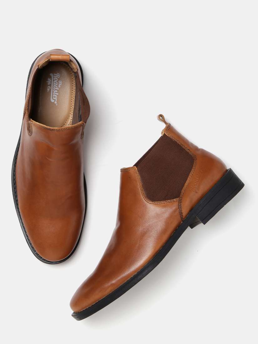 Buy Roadster Men Tan Brown Solid Leather Boots Boots for Men 1571426 Myntra