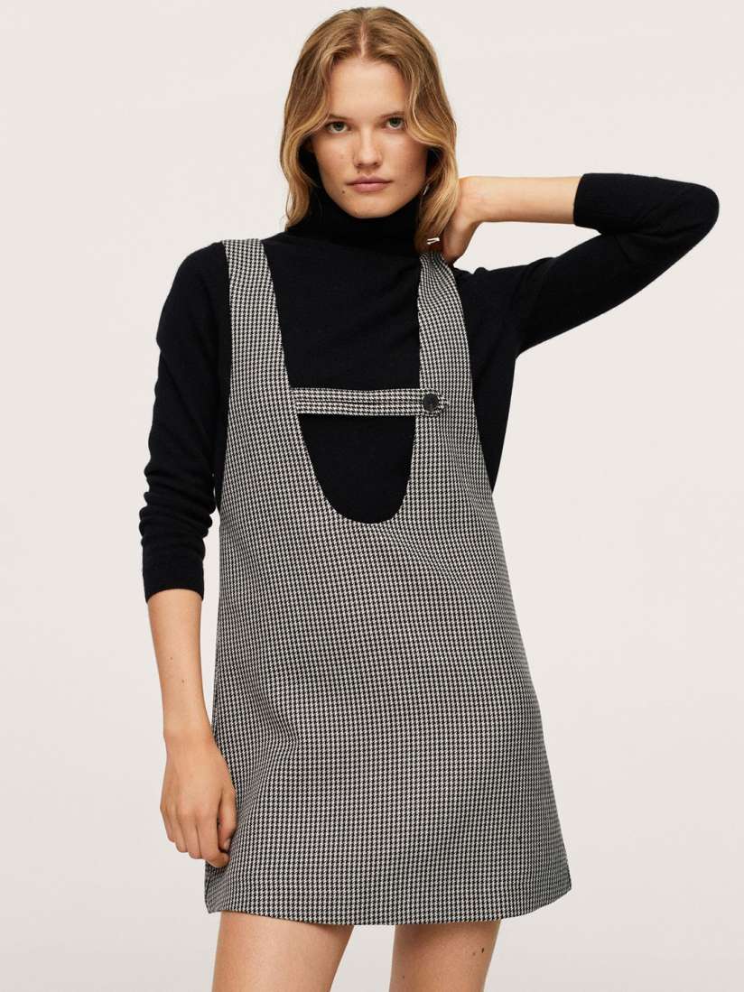 Buy MANGO Black White Checked Pinafore Shift Dress Dresses for Women 15720064 Myntra