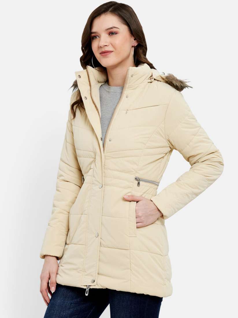 Buy METTLE Women Beige Camouflage Longline Quilted Jacket Jackets for Women 15723690 Myntra
