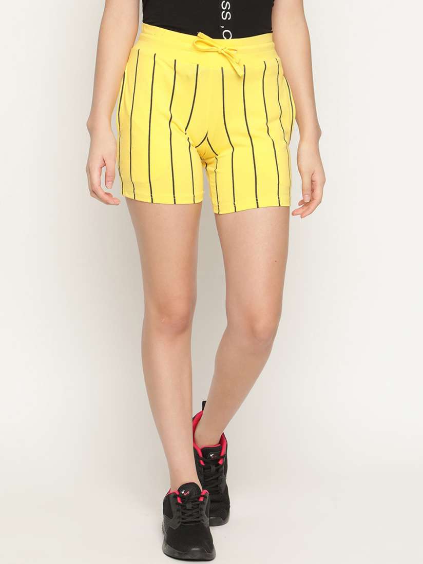 Buy V2 Value Variety Women Yellow Striped Hot Pants Shorts Shorts for Women 15725792 Myntra