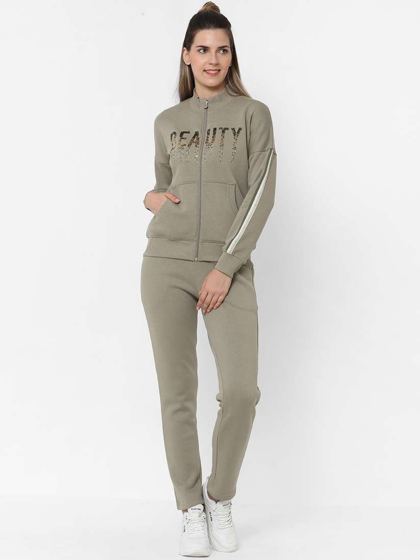 Women's 2-Piece Fleece Sherpa Lined Sweatsuit - Hoodie & Jogger Set For Winter
