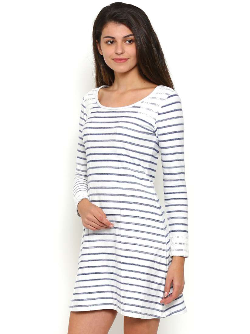 Buy Mystere Paris White Blue Striped Nightdress C127A Nightdress for Women 1573057 Myntra