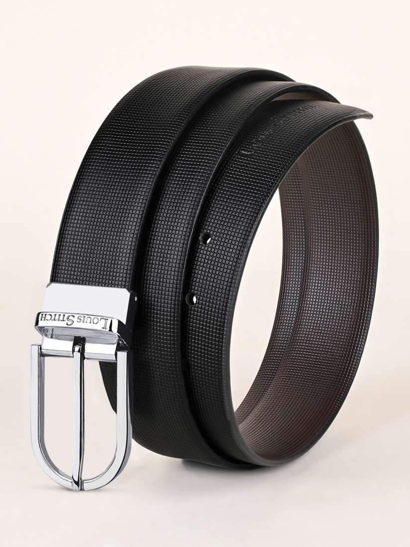 Buy LOUIS STITCH Men Black Textured Leather Formal Belt Belts for Men 15731198 Myntra