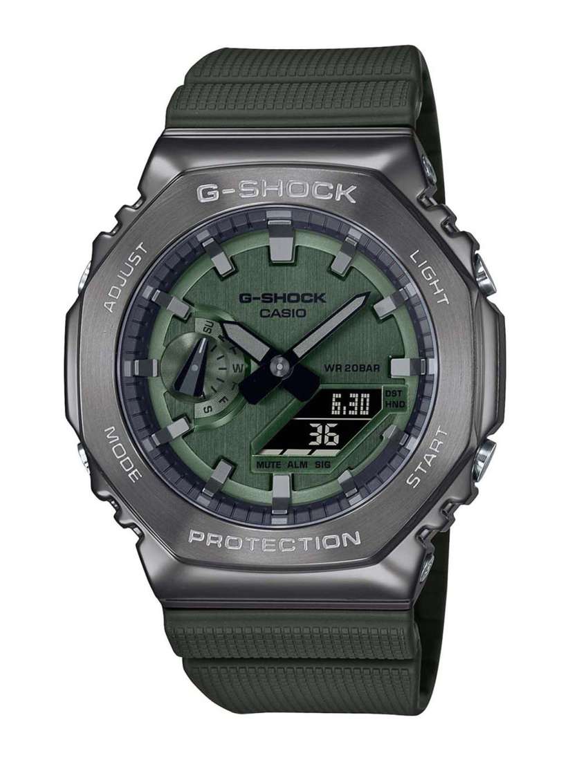 Buy CASIO Men G Shock G Steel GM 2100B 3ADR Grey Ana Digi Dial Green Resin Strap G1160 Watches for Men 15738174 Myntra