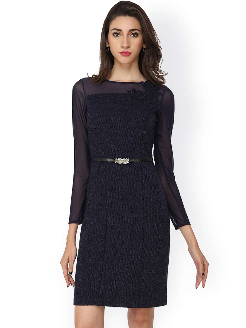 Buy Soie Women Navy Solid Woollen Sheath Dress Dresses for Women 1573818 Myntra