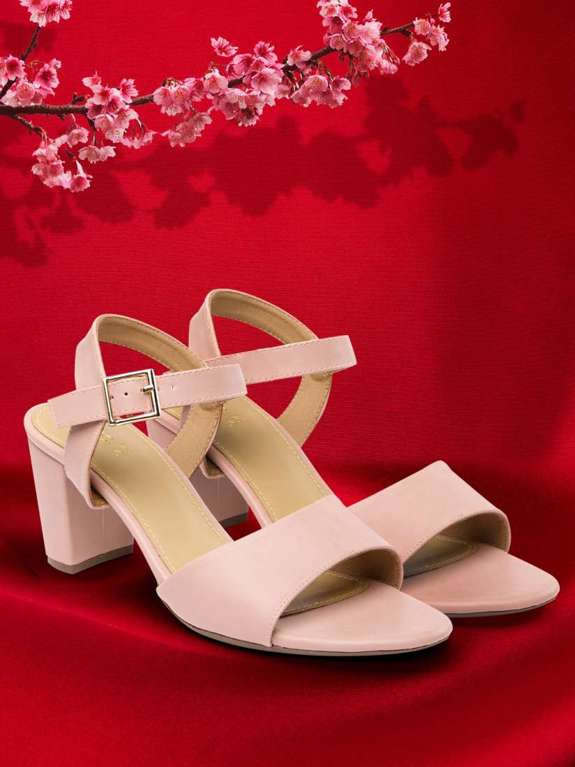 Peach block heel sandals 2025