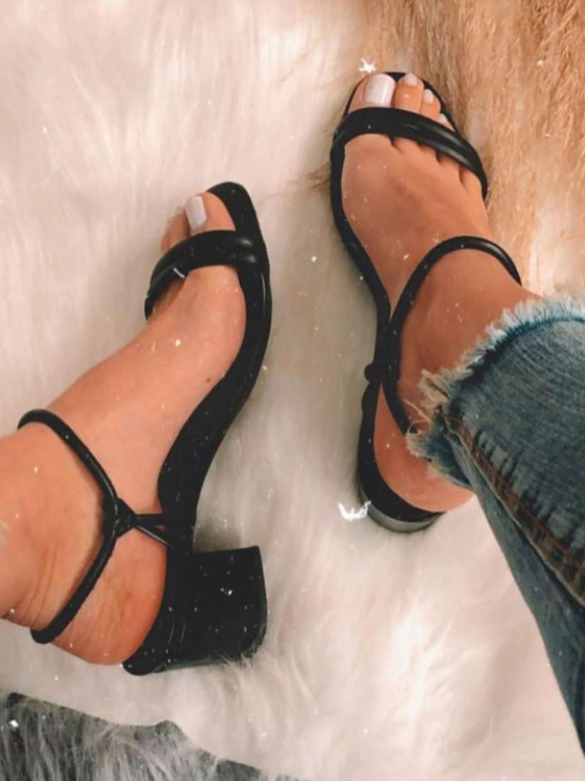 Buy Street Style Store Black Embellished Block Sandals Heels for Women 15740042 Myntra