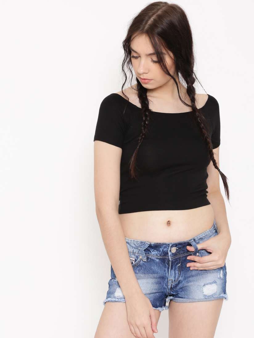 Buy FOREVER 21 Women Black Solid Crop Top Tops for Women 1574239 Myntra