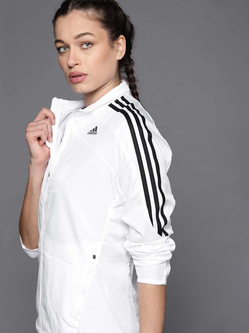 Buy ADIDAS Women White Solid Marathon 3 Stripes Sporty Jacket Jackets for Women 15743750 Myntra