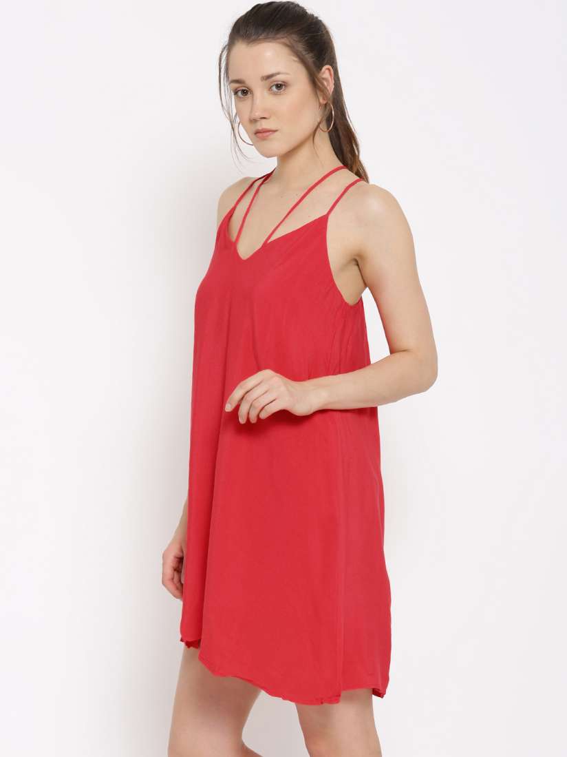 Buy FOREVER 21 Women Red Solid A Line Dress Dresses for Women 1574456 Myntra