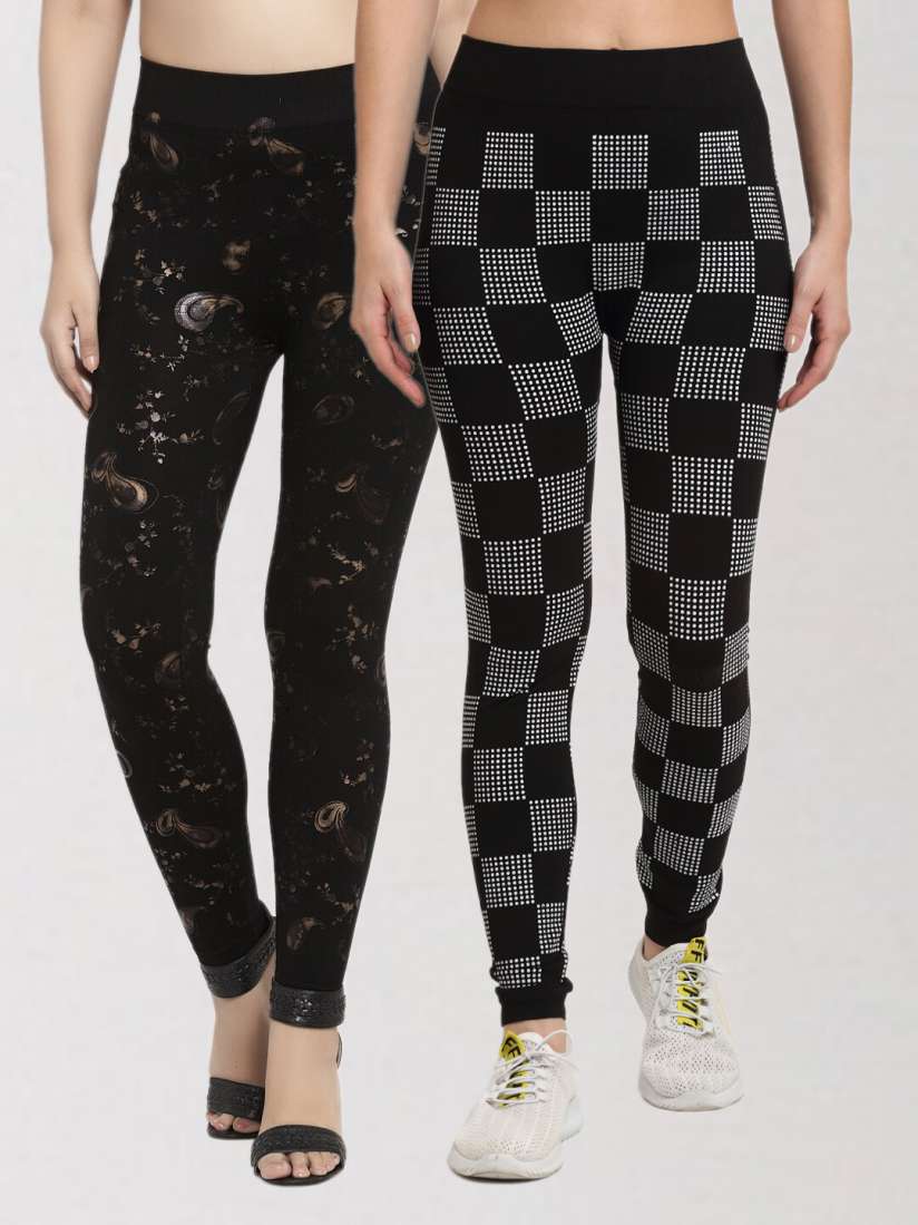 Buy KLOTTHE Women Pack of 2 Multi Printed Skinny Fit Jeggings Jeggings for Women 15745554 Myntra