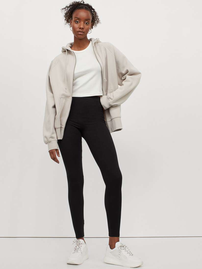 Buy H M Women Black Cotton Jersey Leggings Leggings for Women 15746102 Myntra