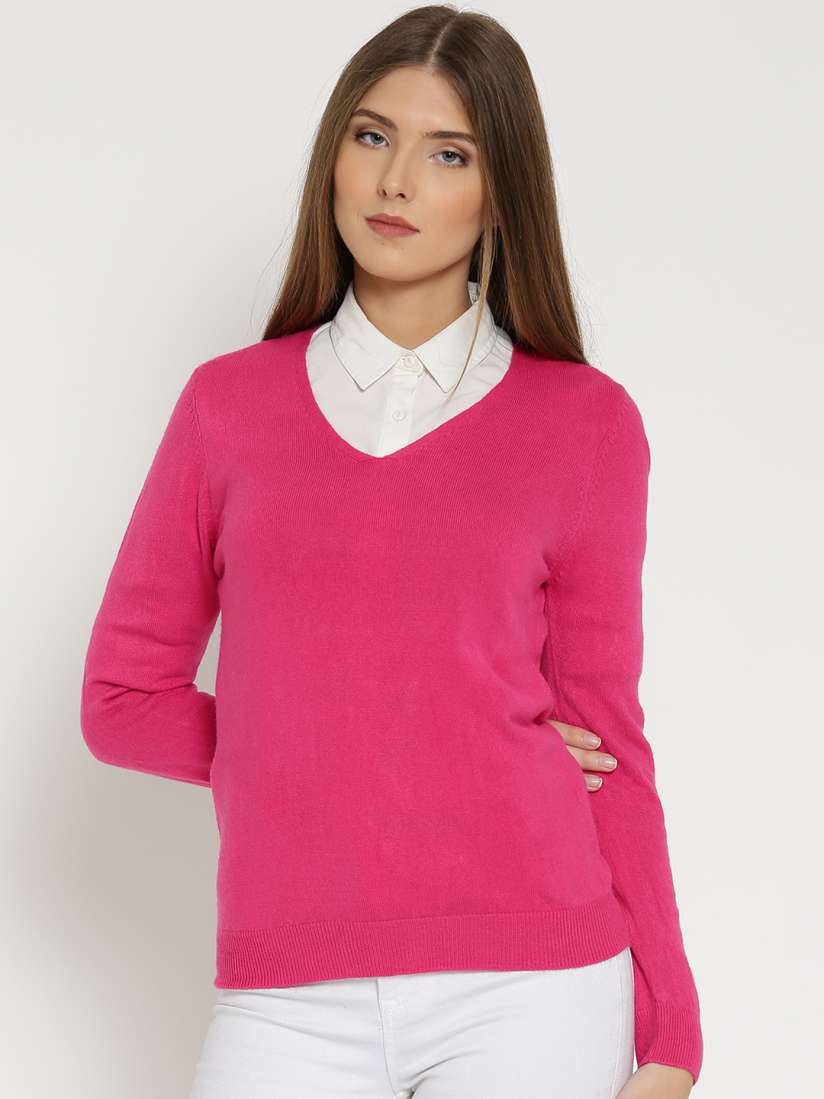 Buy Ajile by Pantaloons Women Pink Solid Sweater Sweaters for Women 1574889 Myntra