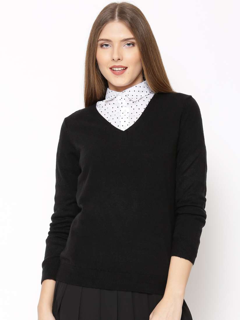 Buy Ajile by Pantaloons Women Black Sweater Sweaters for Women 1574890 Myntra