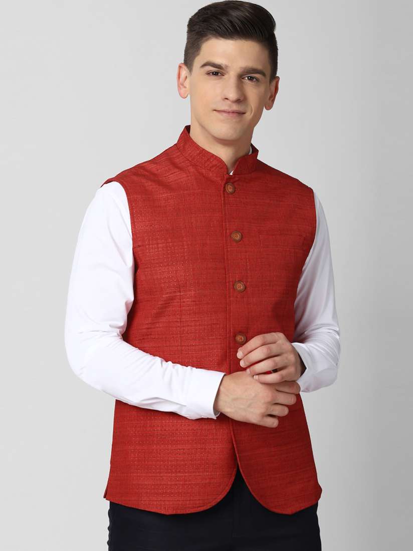 Buy Peter England Elite Men Red Gold Coloured Printed Woven Nehru Jacket Nehru Jackets for Men 15749126 Myntra