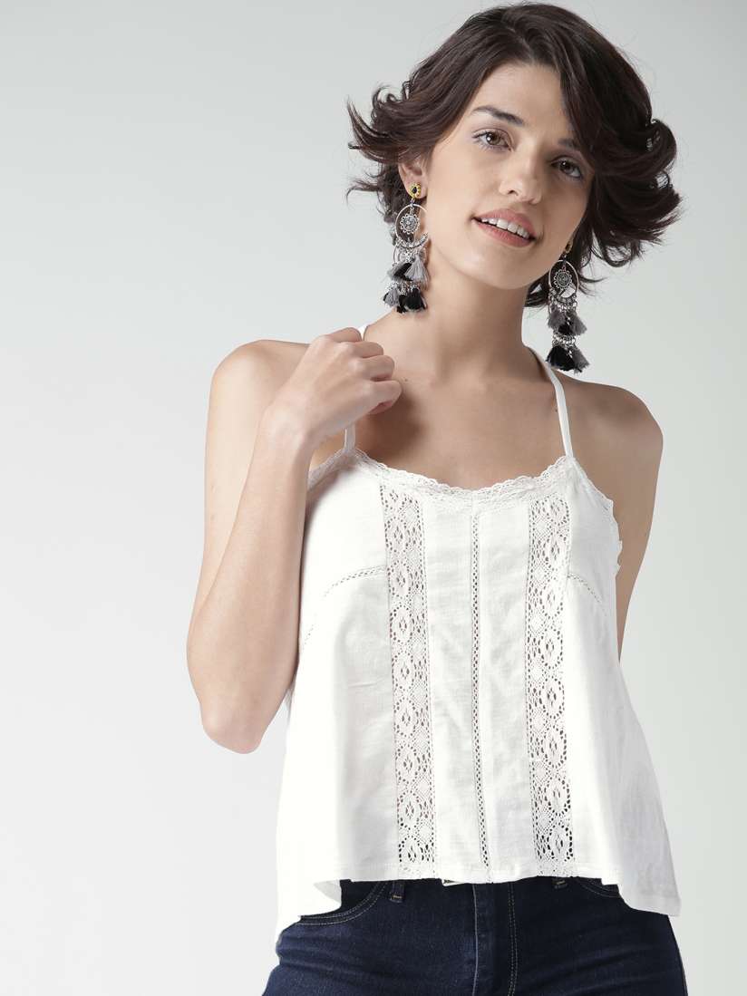 Buy FOREVER 21 Women White Lace Detail Top Tops for Women 1575172 Myntra