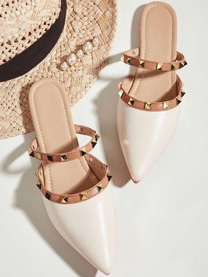 Buy Street Style Store Women White Brown Embellished Mules Flats for Women 15763180 Myntra