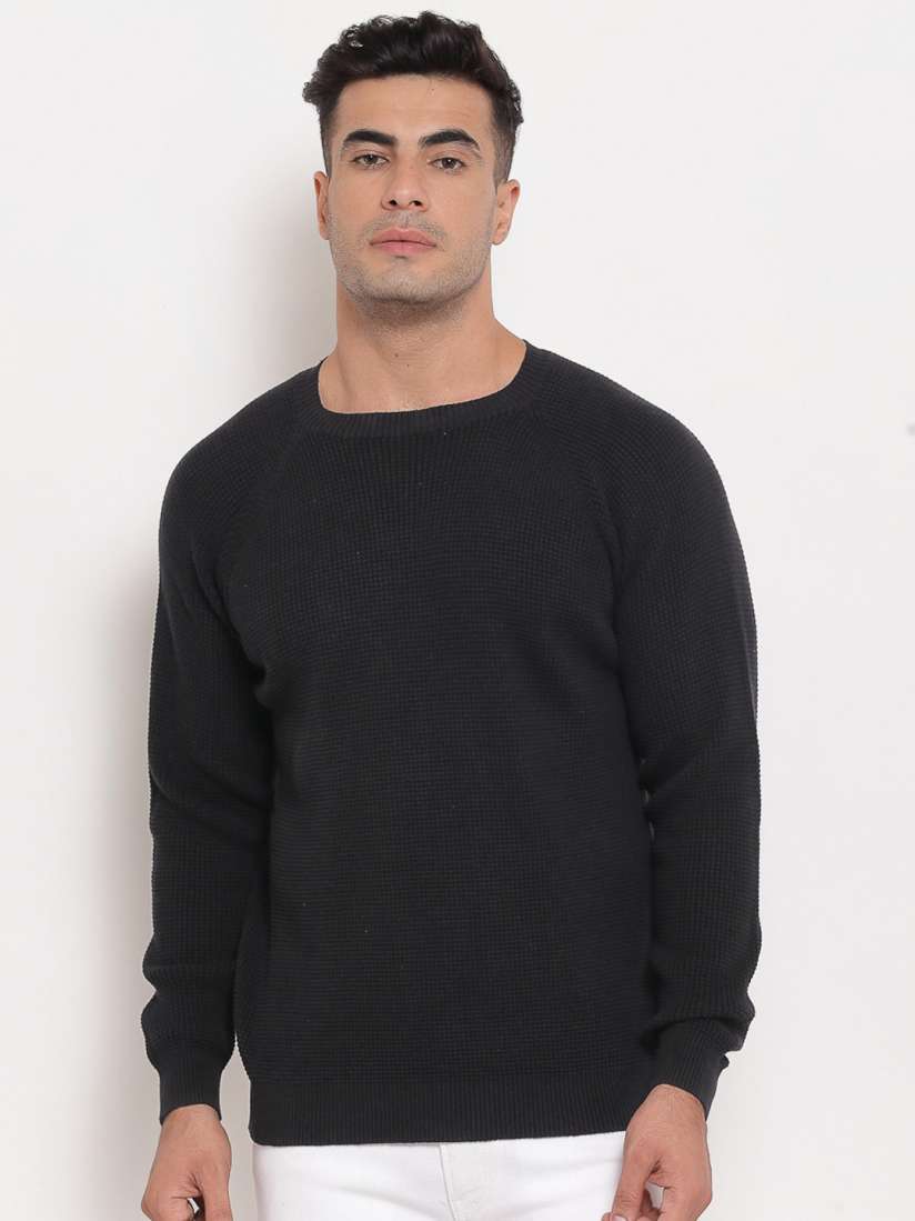 Buy Red Tape Men Black Self Design Sweater Sweaters for Men 15766184 Myntra