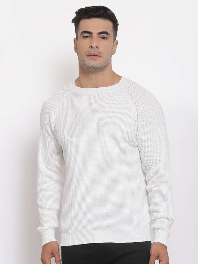 Buy Red Tape Men Off White Self Design Sweater Sweaters for Men 15766196 Myntra