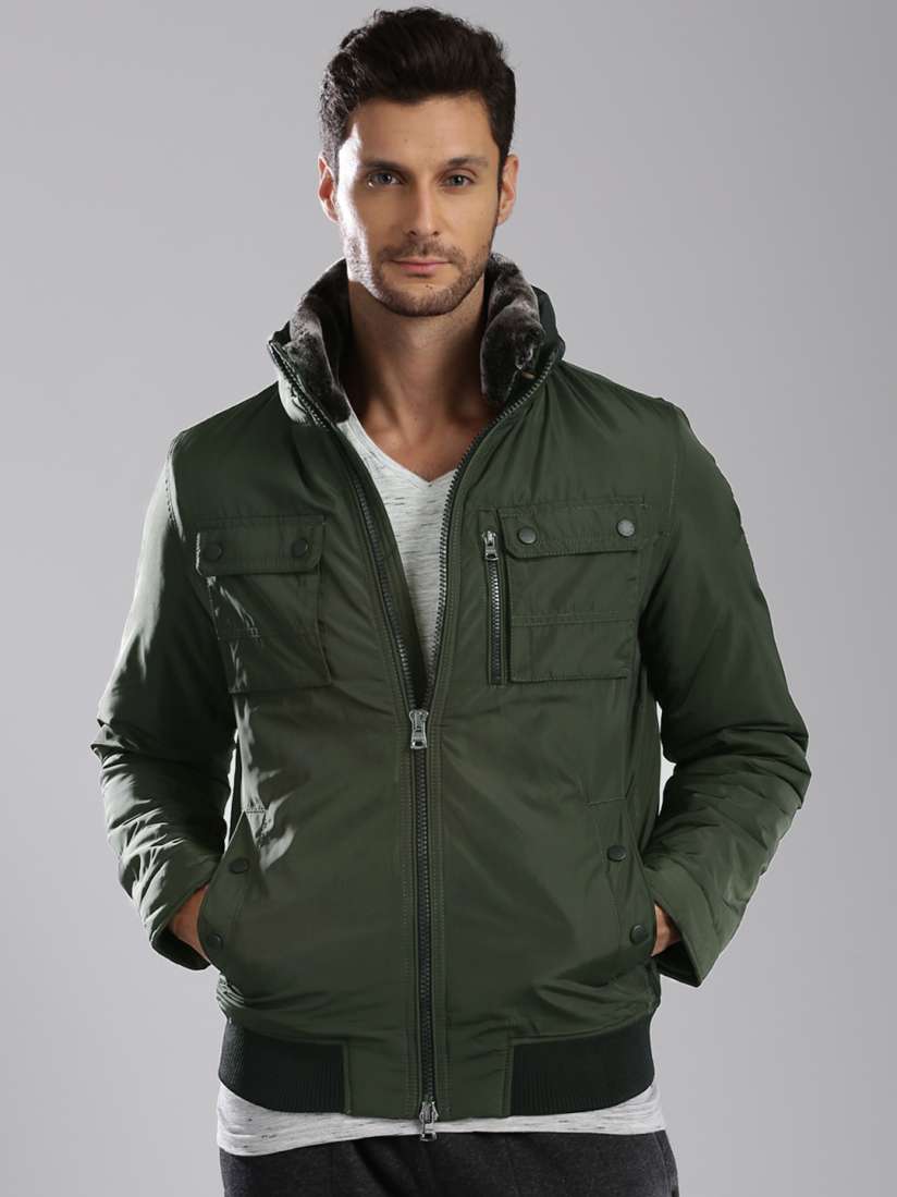 Tommy hilfiger olive green bomber jacket discount