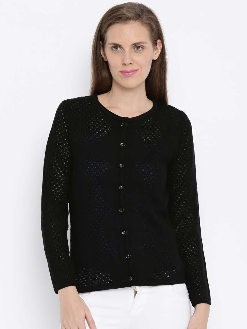 Buy Fort Collins Women Black Cardigan Sweaters for Women 1577230 Myntra