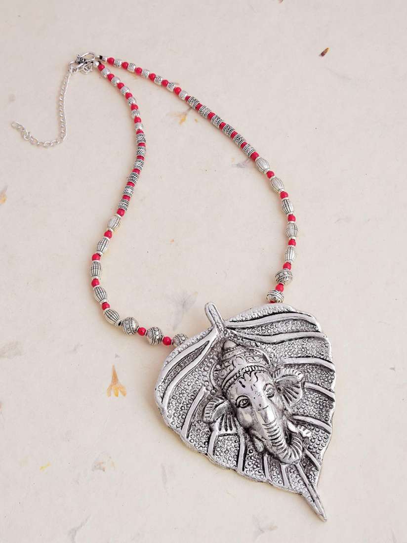 Red and silver statement necklace clearance