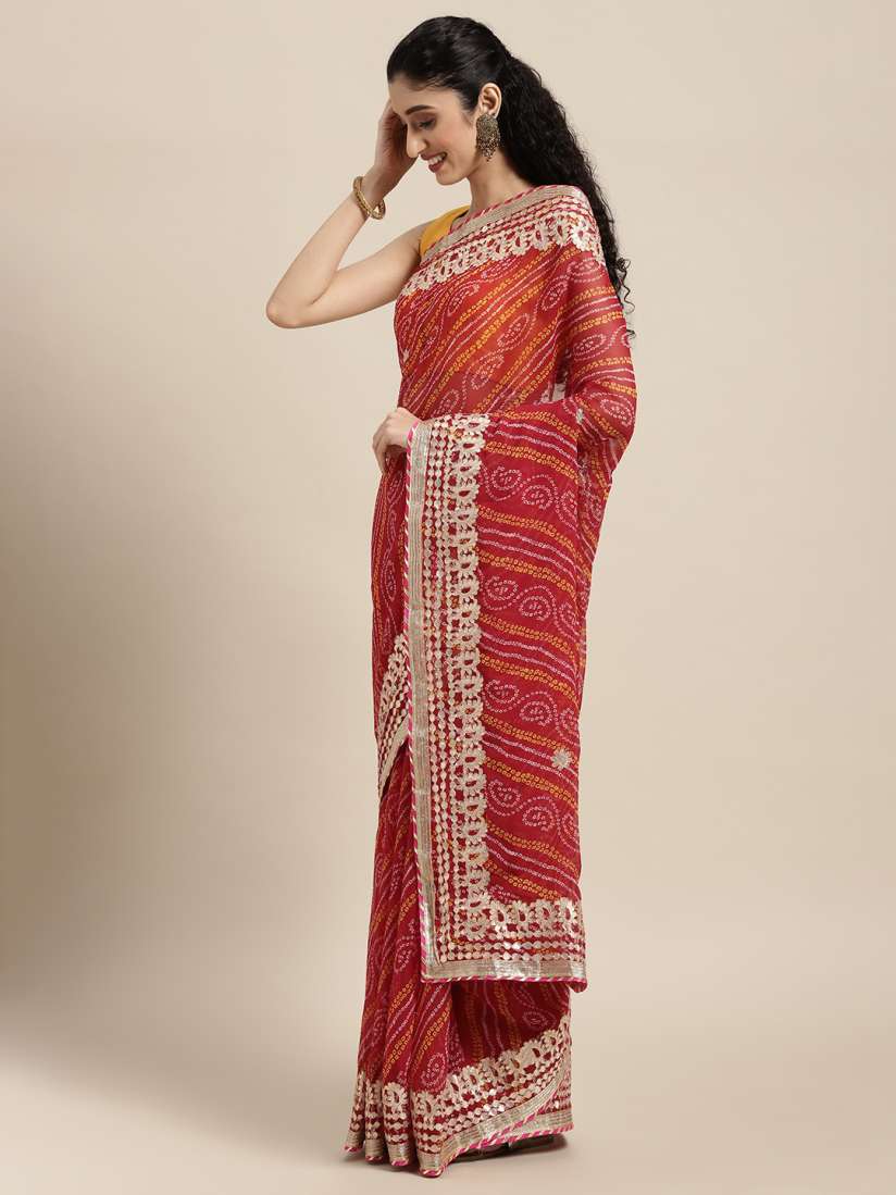 Buy Mitera Gota Patti Bandhani Saree Sarees for Women 15775704 Myntra